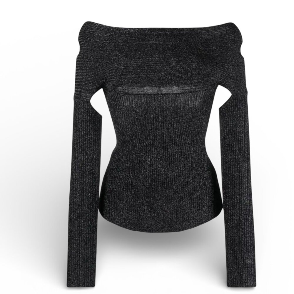 NWT Khaite "Salma" Open-Back Metallic Top - Black/Silver - Medium MSRP $1,280